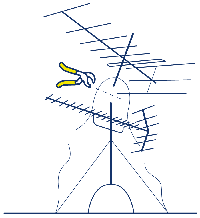 アンテナの支柱を切断するイラスト